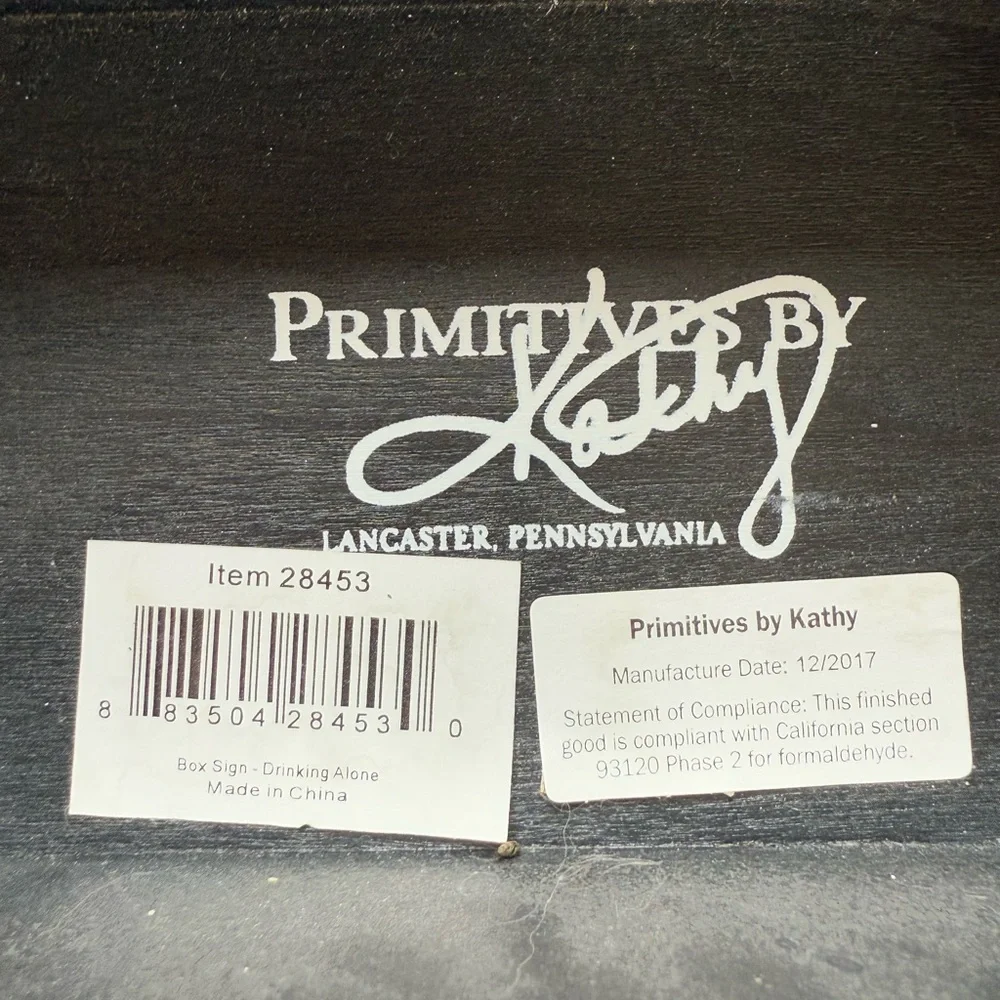 Primitives by Kathy Black and White Cat Sign